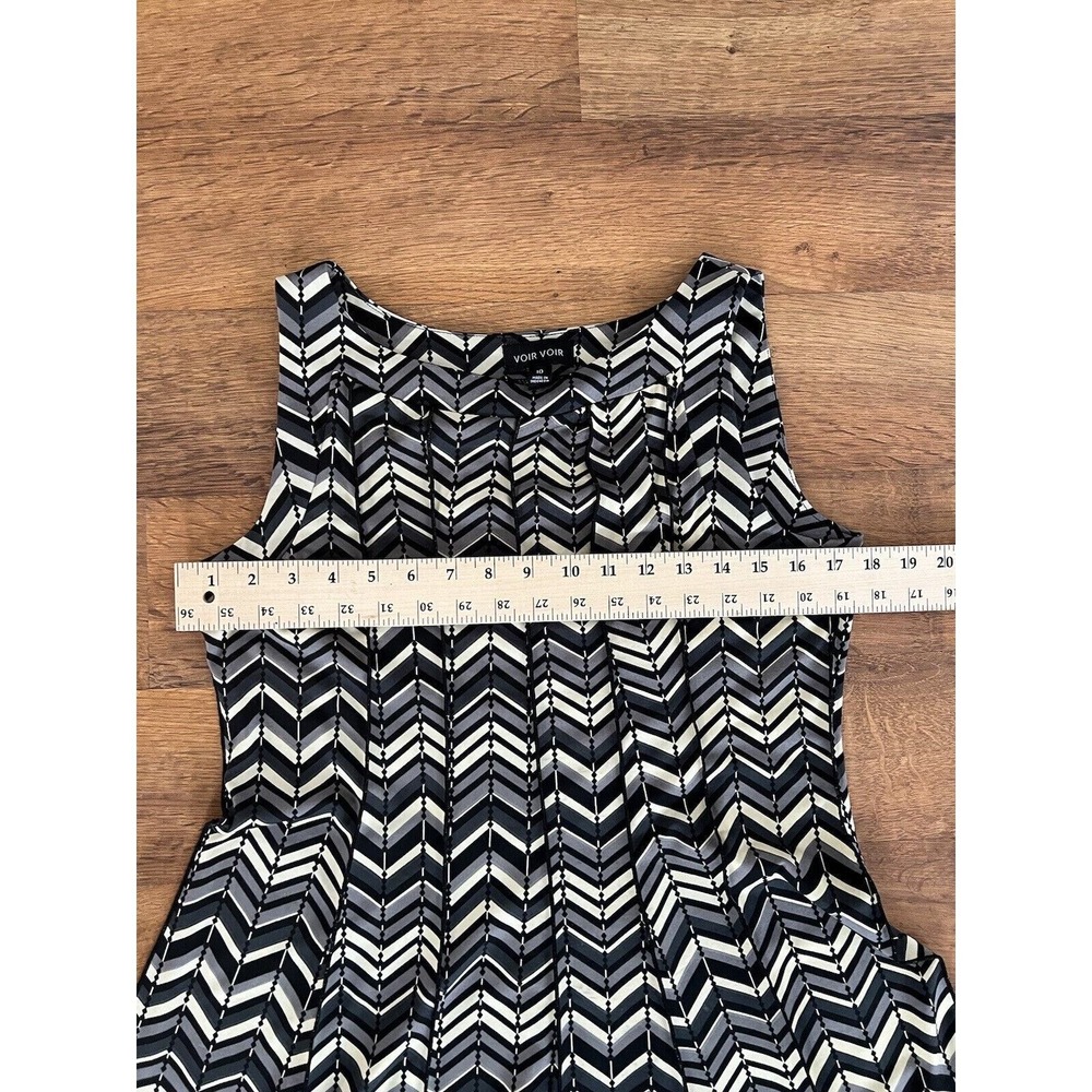 VOIR VOIR Geometric Chevron Sleeveless Midi Dress Women's Size 10 Black White - Picture 5 of 6